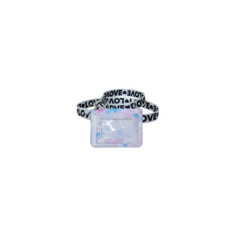 Unbranded ID Holder Lanyard Wallet Unisex OS Pink Blue Tie Dye LOVE Print